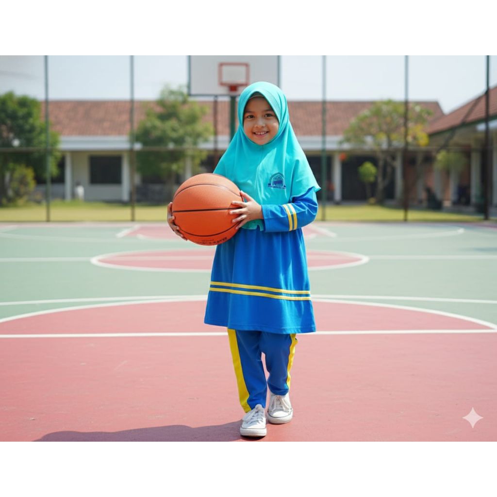 Seragam Sekolah TPA Gamis Set Jilbab Hijab Kerudung Setelan Celana Koko Kemeja Kaos Olahraga Jersey 