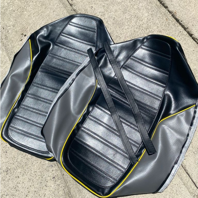 Sarung Kulit jok/cover jok yamaha yt 115 Lis Kuning Ori sablon Yamaha