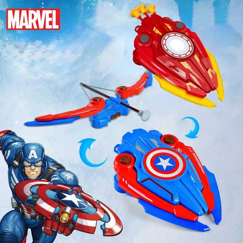 2 IN 1 TAMENG PLUS BUSUR PANAH/TRANSFORM SHIELD ARCHERY SET DENGAN LAMPU LED DAN SUARA/MAINAN BUSUR 