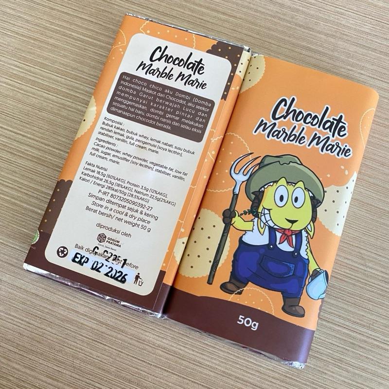 Cokelat Marble Marie Dombi Asli Maskot Garut 50gr Original Chocodot Khas Garut
