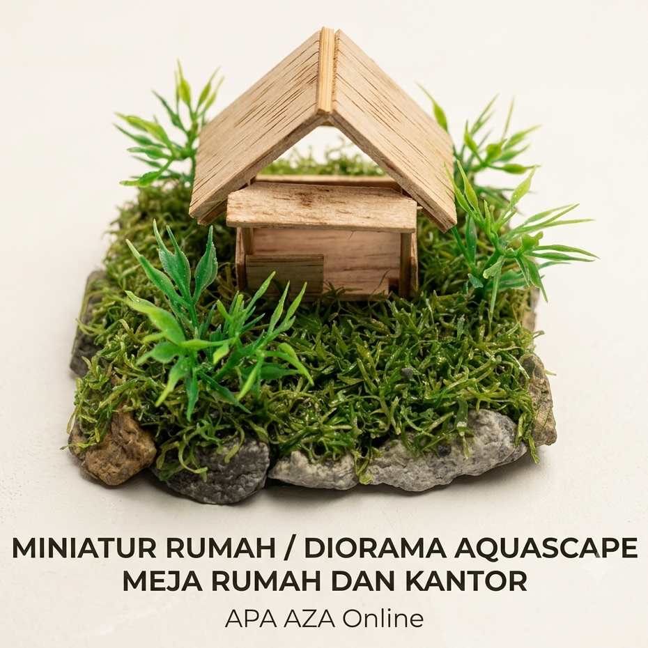 Miniatur Rumah Kayu Diorama Aquascape Untuk Dekorasi Akuarium Meja Rumah Dan Kantor