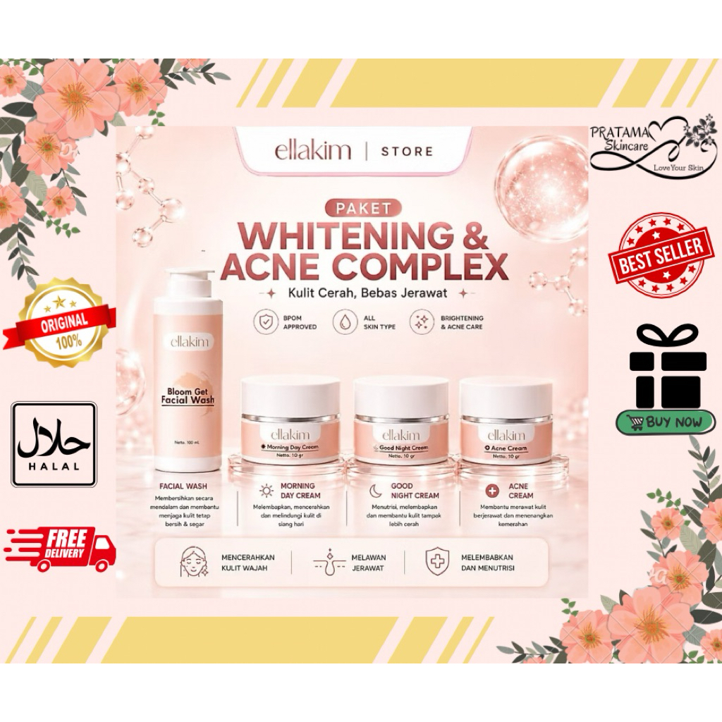 ELLAKIM SKINCARE all produk (Paket Whitening , Paket Acne , Ecer produk)