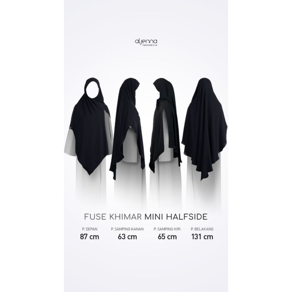 [IMPERFECT SALE ALJENNA] Fuse Khimar Triangle, Long, Long Jumbo, Mini Halfside Jetblack by aljenna.i