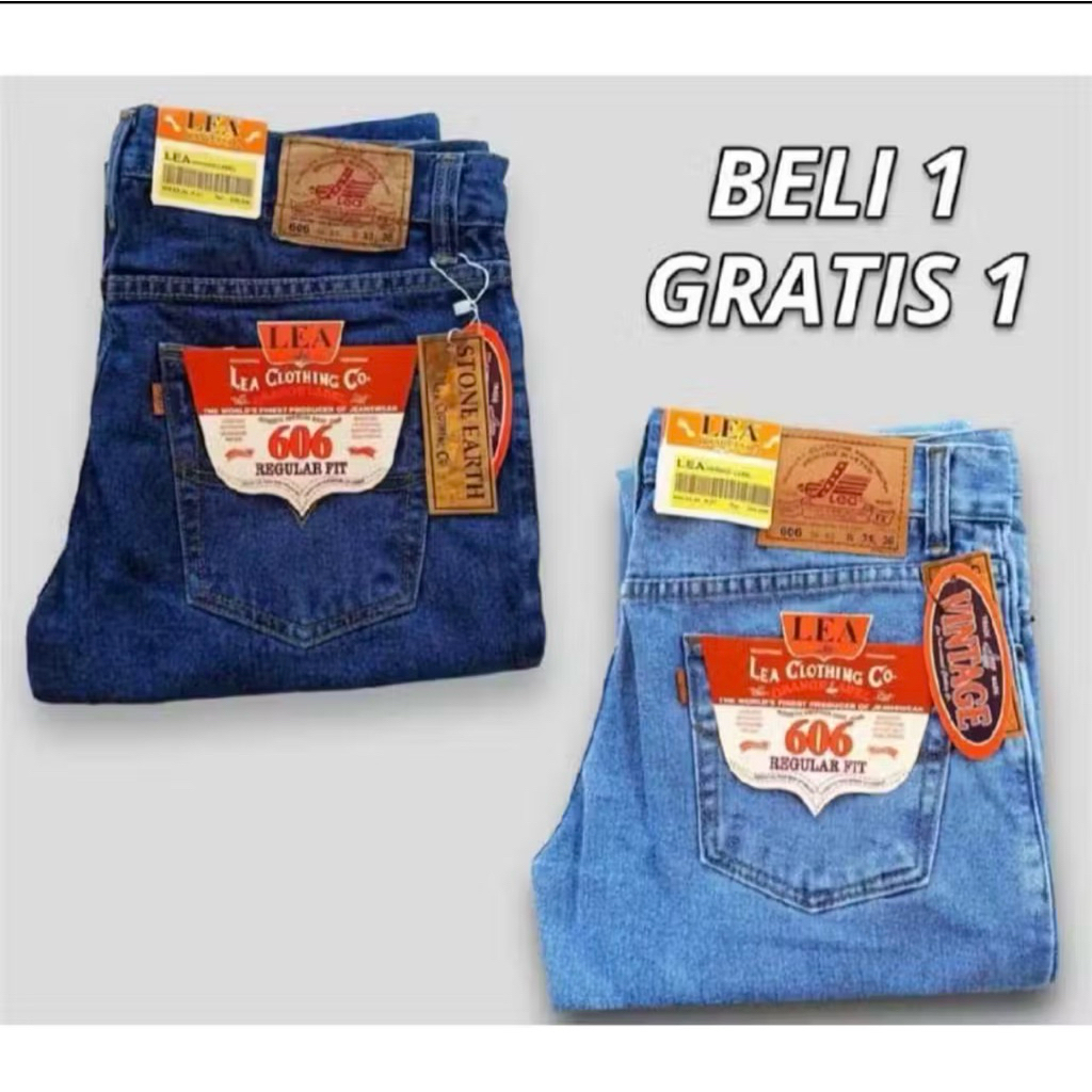 Celana Jeans Panjang Pria LEA 606 Standar Reguler Basic Original Hight Quality Size 27 - 38