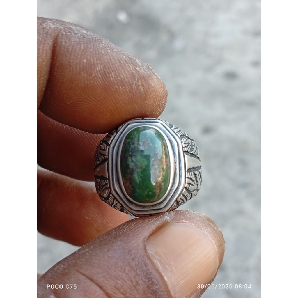 pirus persia hijau lawas ring perak