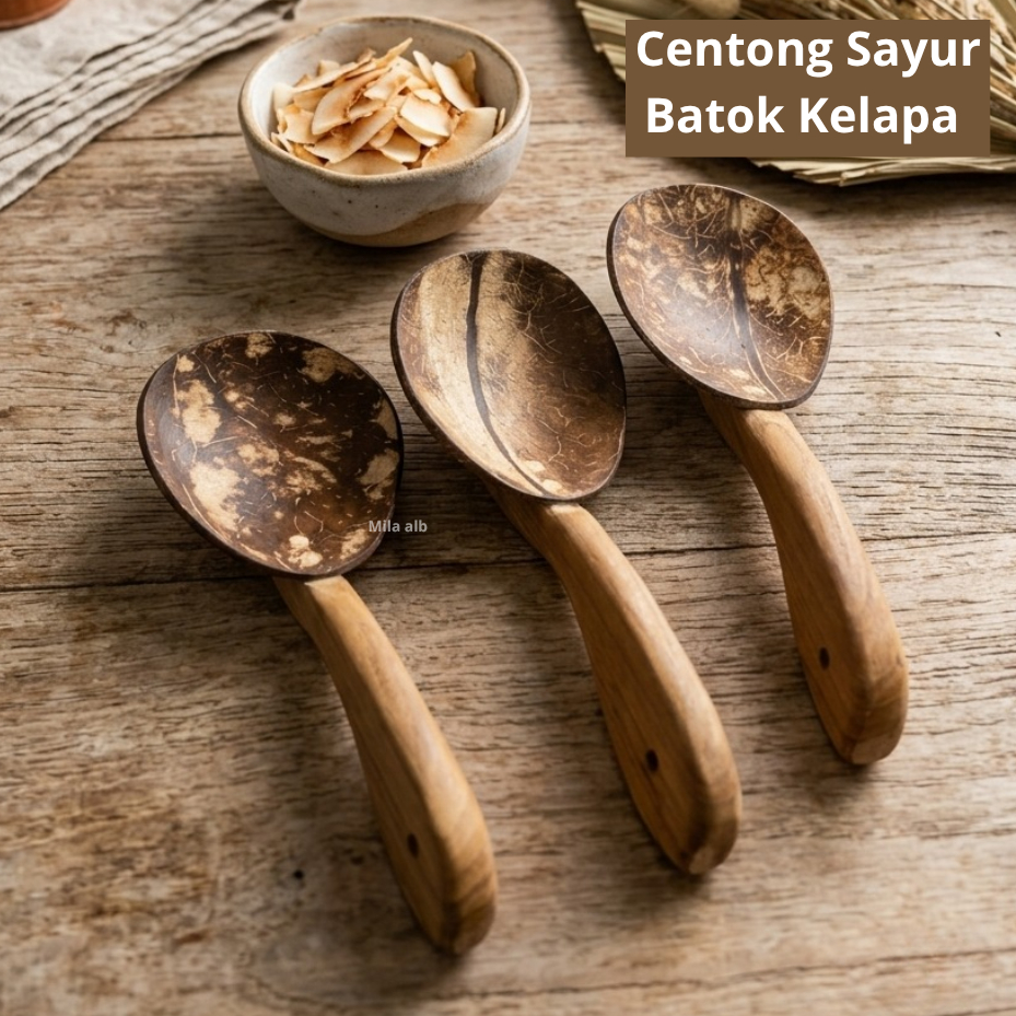 Centong Batok Kelapa Gagang Kayu / Alat Mengambil Kuah Soto Angkringan Standar