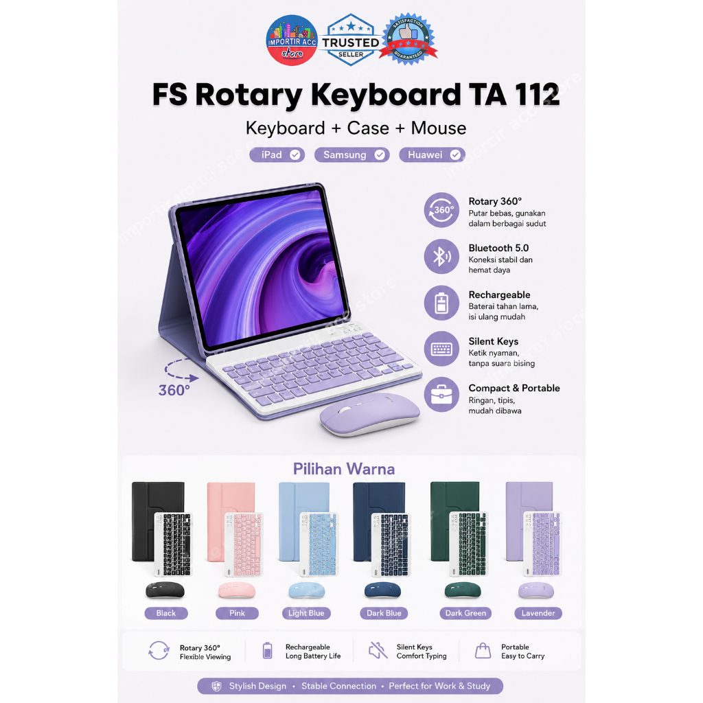 FS Case Rotary Keyboard Huawei Matepad Pro 11 2022 | Huawei Matepad Pro 11 2024 FS Smart Case With K