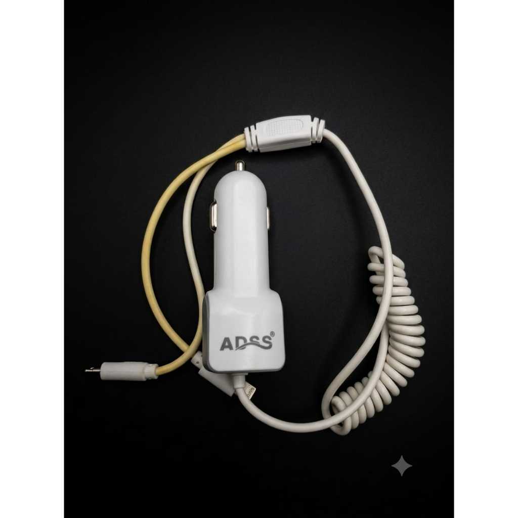 ADAPTOR ADSS SAVER 3.5A 3IN1 ORI 100% 3A CAR CHARGER SPIRAL SPRING TRAVEL ADAPTER CAS CASAN MOBIL US