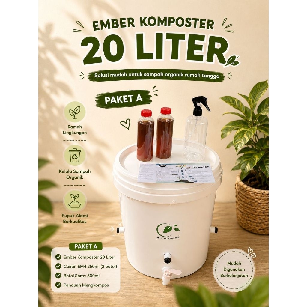 Ember Tong Komposter sampah organik rumah tangga 20 liter