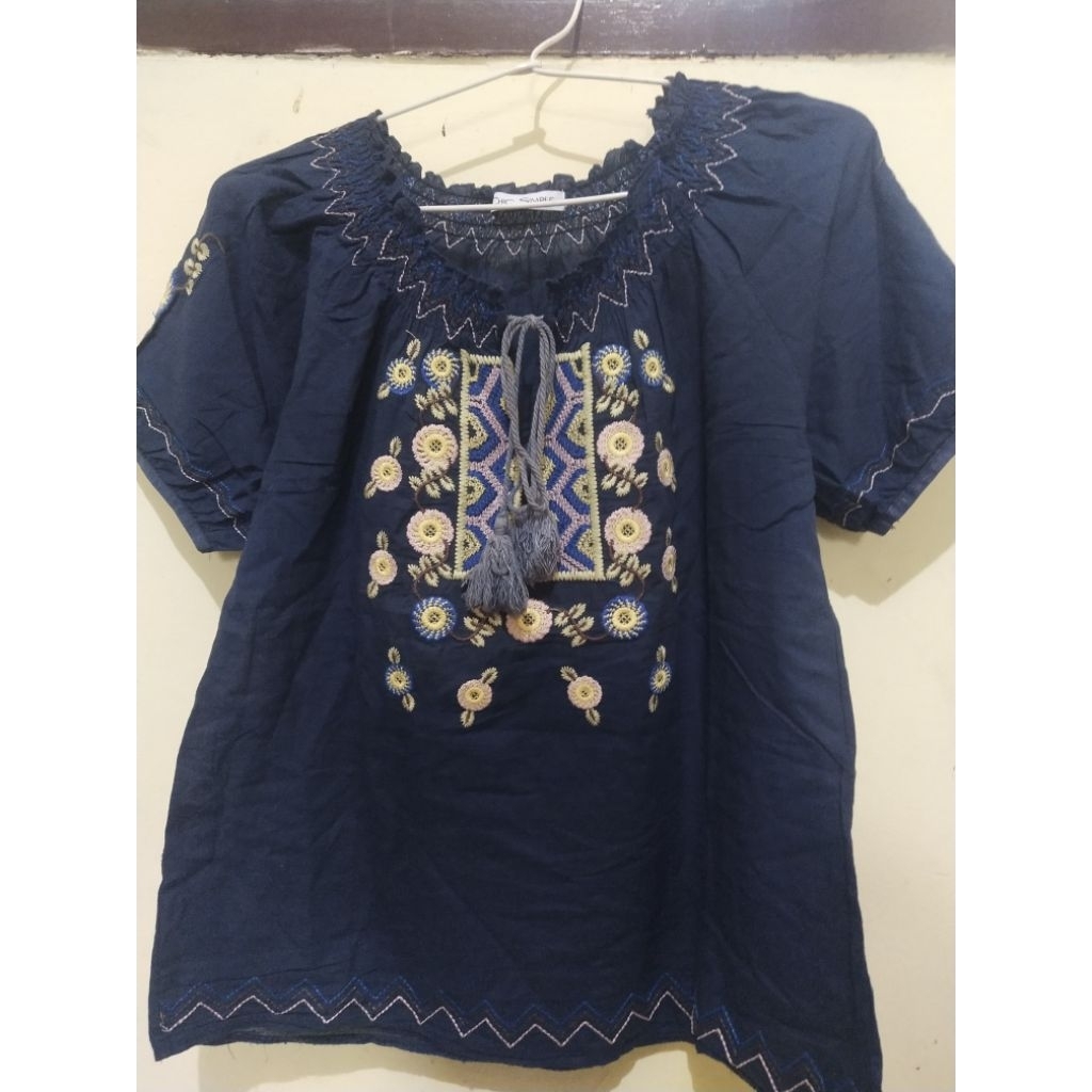 Blouse bohe biru dongker