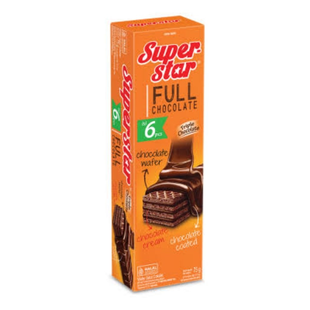 Superstar Full Chocolate Triple Chocolate Wafer isi 6Pcs 12,5GR