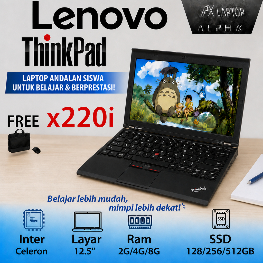 Thinkpad X220i Core Celeron Gen 2 RAM 4GB/8GB SSD 128GB/256GB Like baru Bergaransi laptop murah Untu