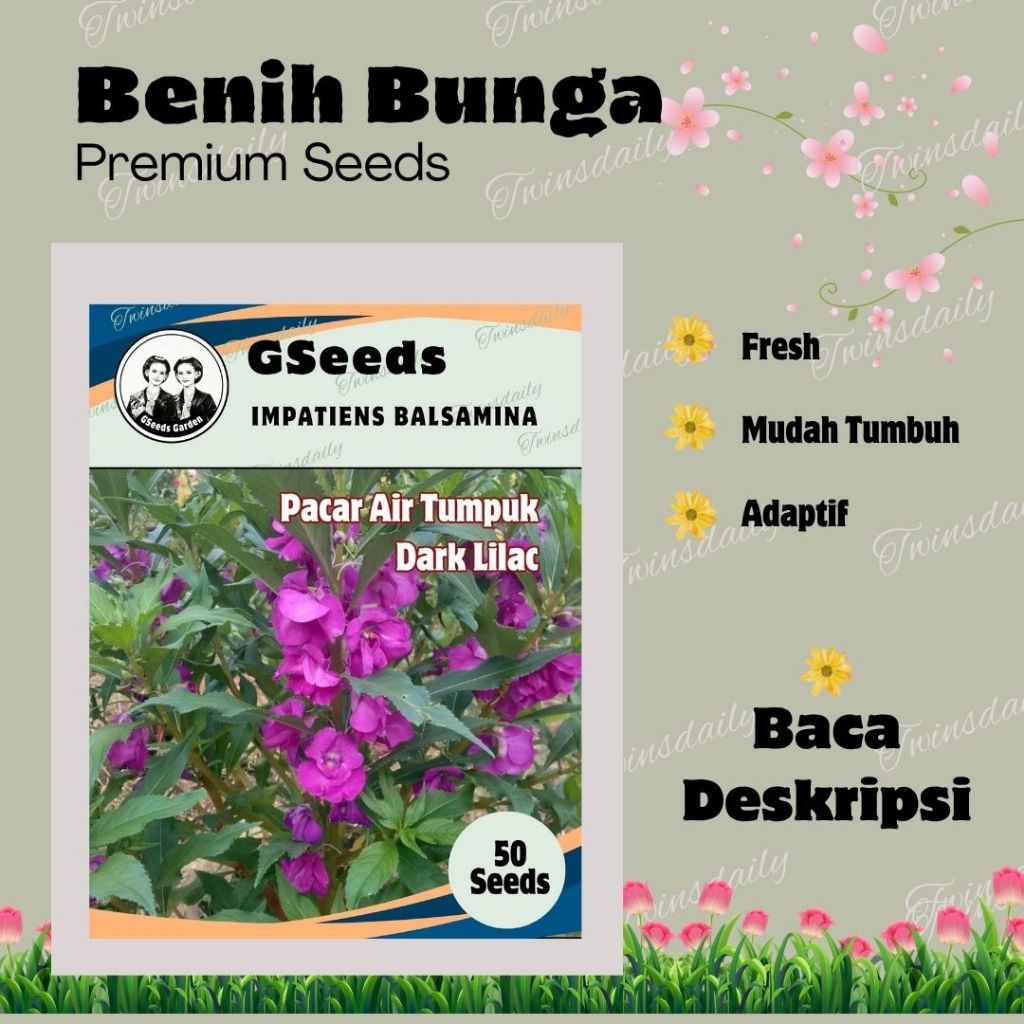 Bunga Pacar Air Tumpuk Dark Lilac