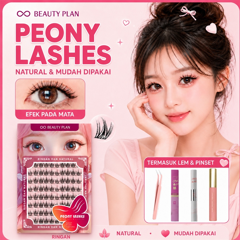Beauty Plan Peony Series Individual Lashes Bulu Mata Palsu Bulu Mata Palsu Super Natural dapat digun