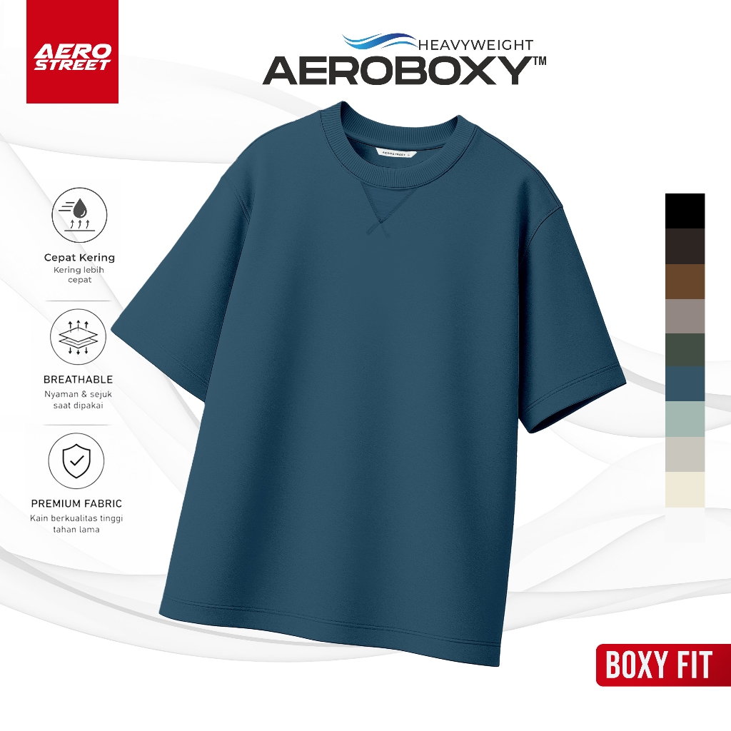 Aerostreet Veyron Kaos Pria Boxy Fit Stargezer Blue T-shirt Cowok Men Casual Cotton Premium Basic Mi