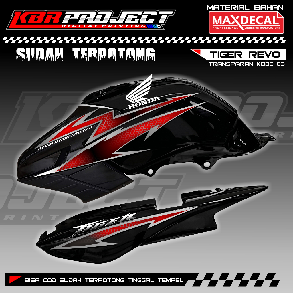 Striping Tiger Revo Variasi Striping Tiger Custom ss HOLOGRAM TRANSPARAN KODE 03