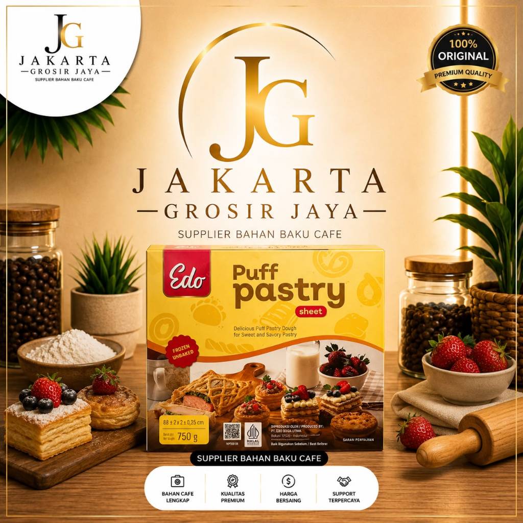Edo Puff Pastry Sheet /Danish 750gr / Mini Puff Edo 375gr Roti Zuppa Soup Frozen