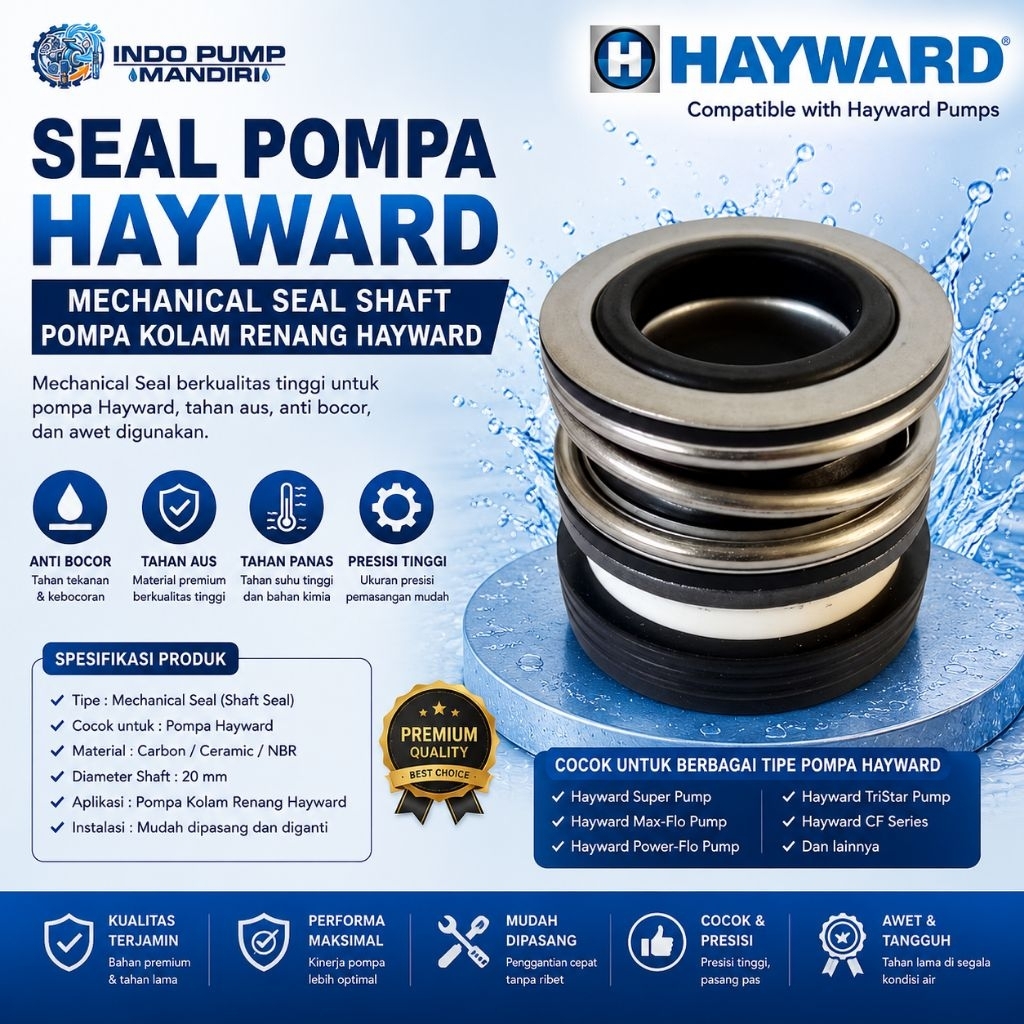 Seal Pompa HAYWARD Mechanical Seal Shaft Pompa Kolam Renang Hayward