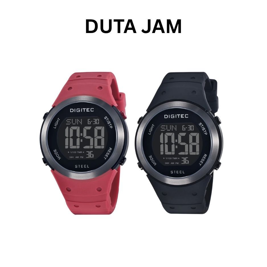 JAM TANGAN PRIA DIGITEC DGS5185T-BRD DGS-5185T-BRD DGS 5185T BRD DIGITAL BLACK RED RESIN/ RUBBER/ KA