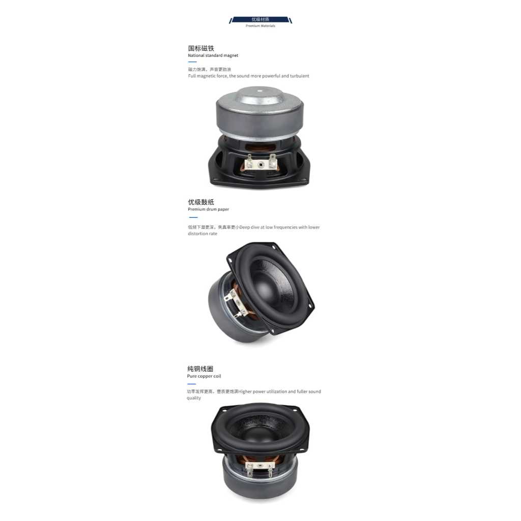 Turbosonic Speaker Wofer 4 inch / 100 watt / 4 Ohm untuk colomn / line array / miniatur