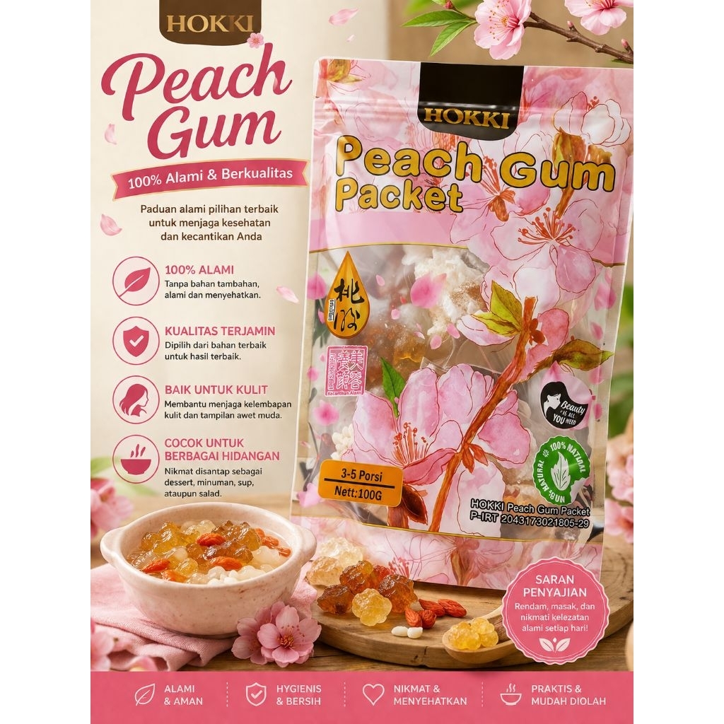 Peach Gum Paket | Peach Gum Dessert Premium Super lengkap tao jiao minuman 100 gr