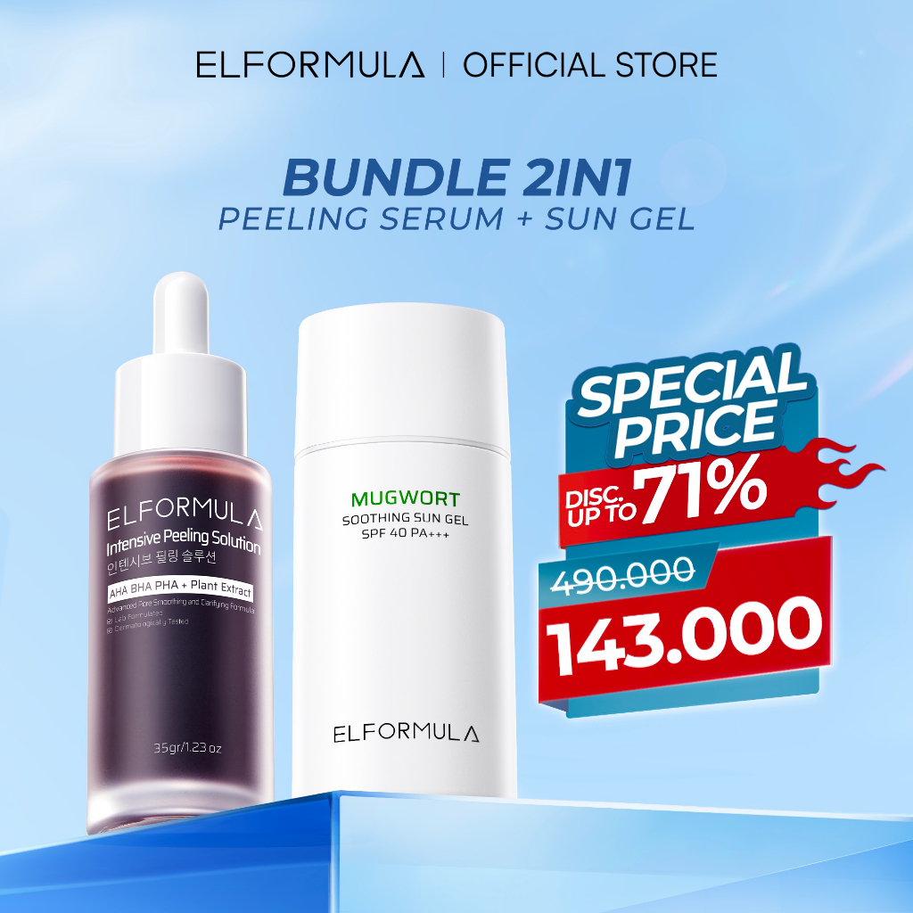 ELFORMULA Bundle 2in1 - Intensive Peeling Solution + Mugwort Soothing Sun Gel SPF 40 PA+++ - Peeling