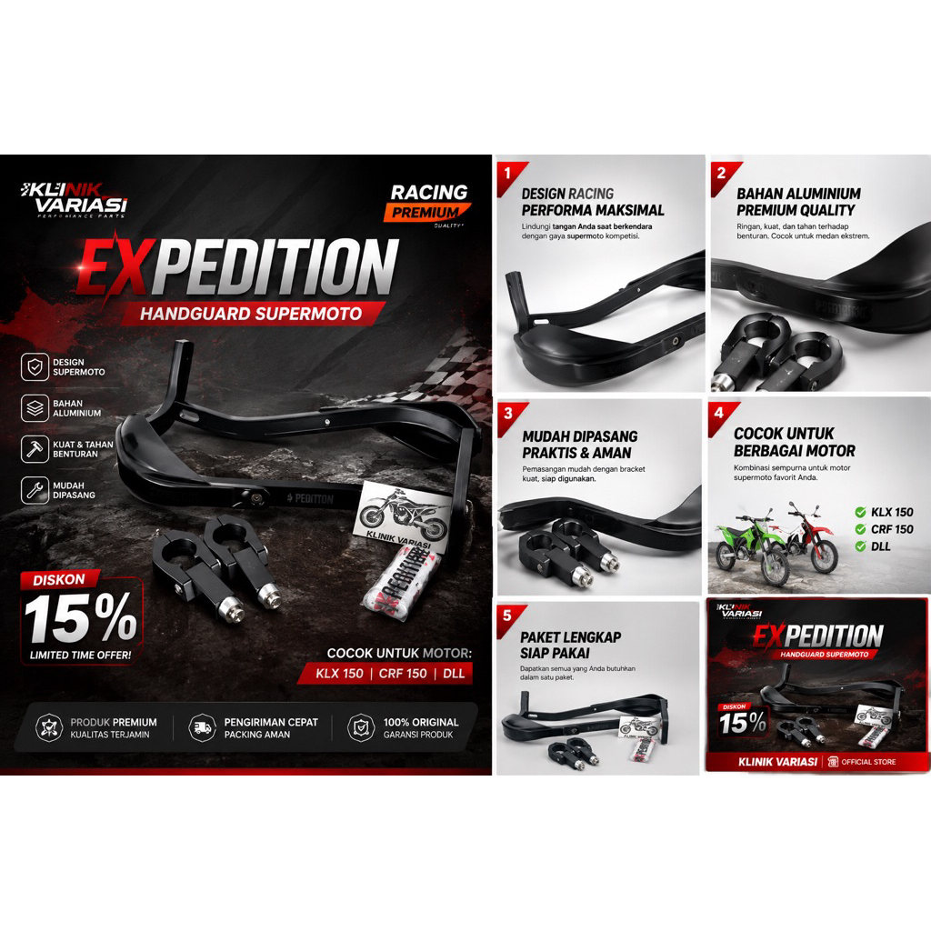 Handguard Hand Guard Merk Expedition Original Motor CRF 150L WR 155R KLX DTRACKER 150 250