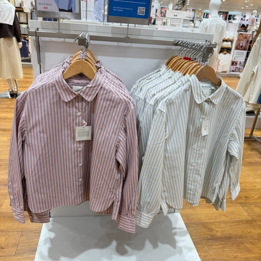 kemeja katun lengan volume lengan panjang Uniqlo X Jw Anderson