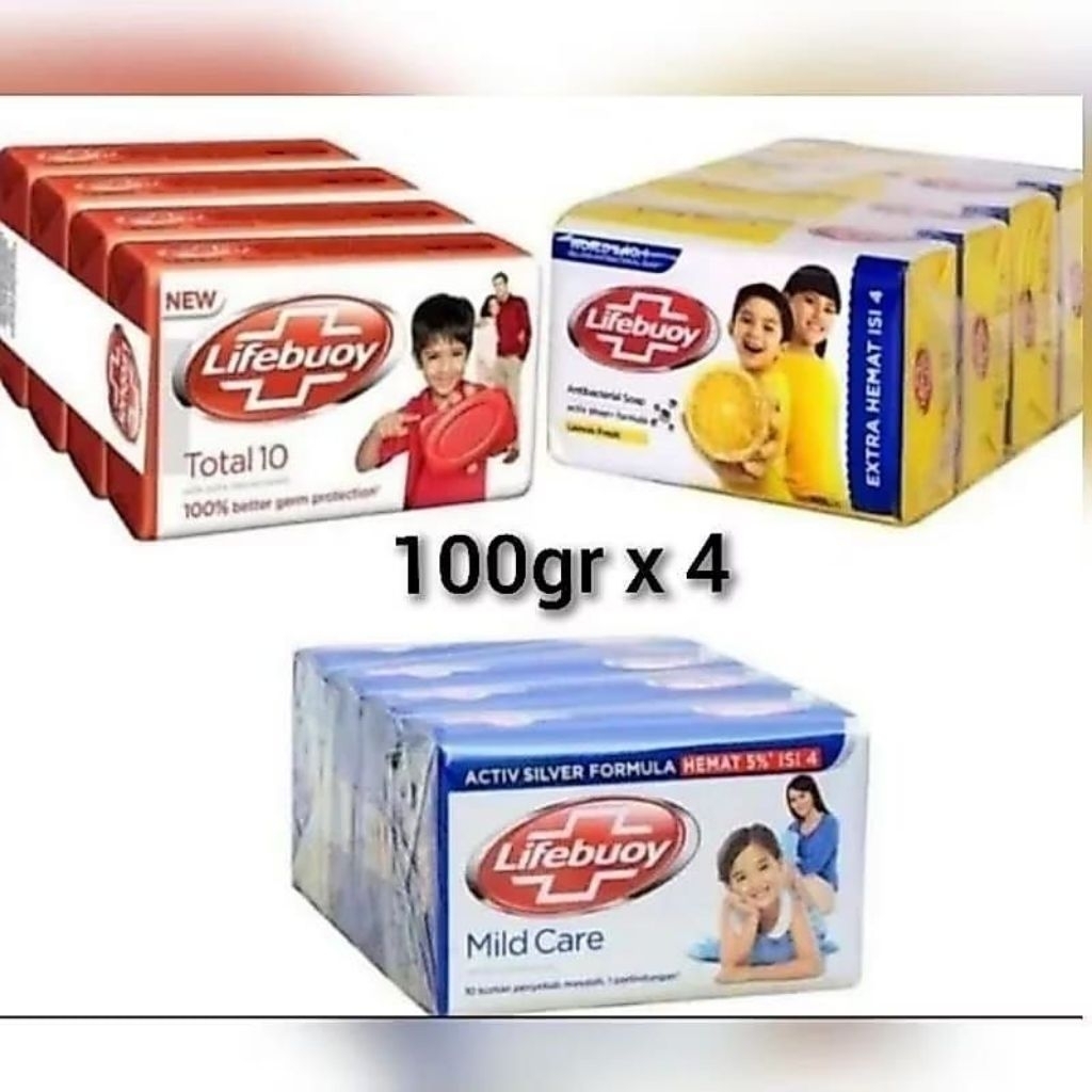 lifebuoy sabun batang 100g isi 4 ( Ukuran BESAR)