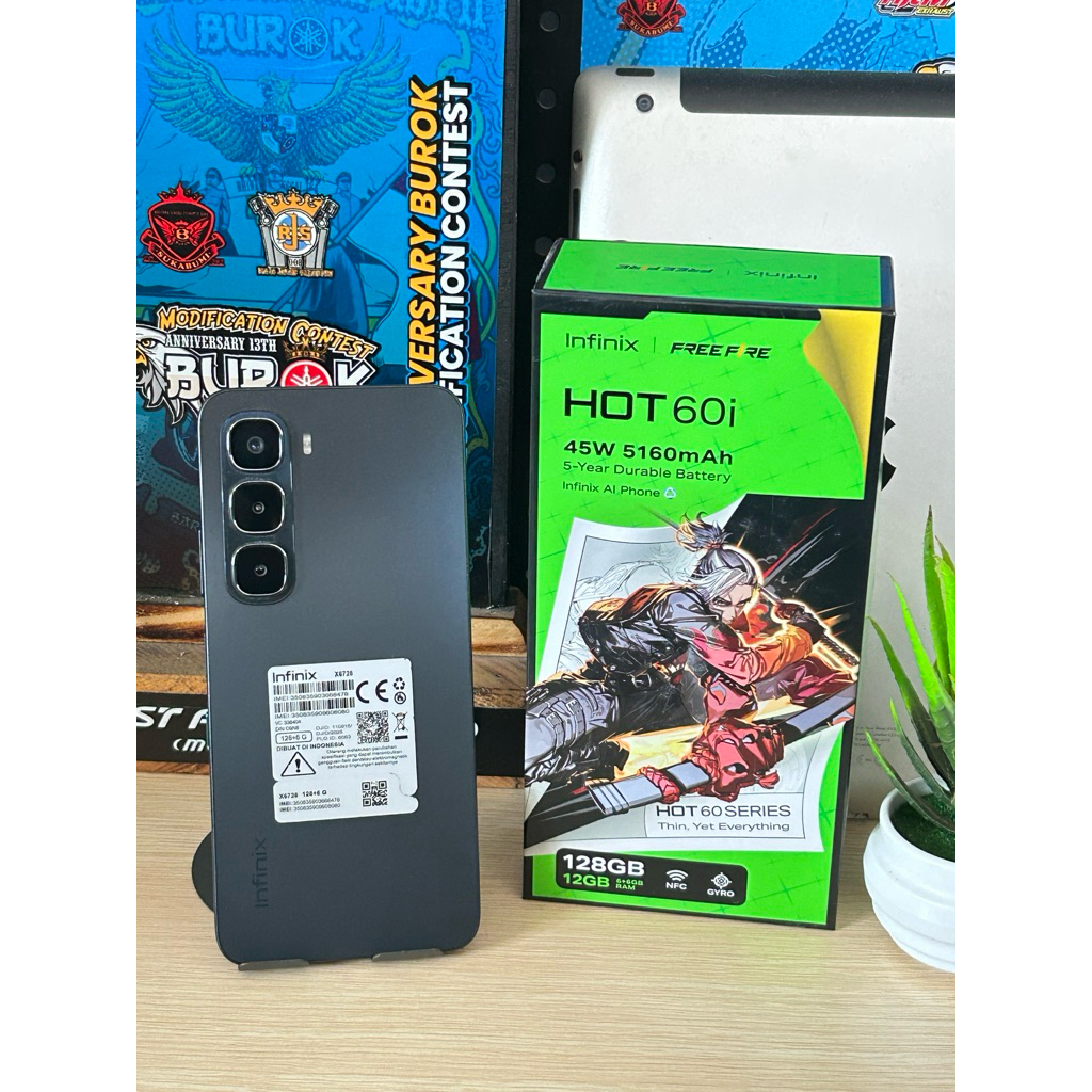 infinix hot 60i ram 6/128 fullseti original, hp second bergaransi
