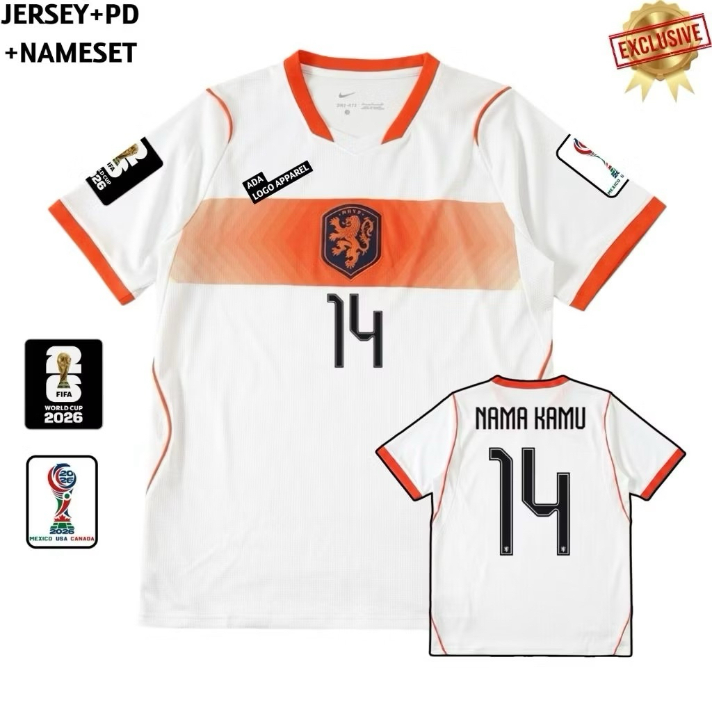 Jersey Piala Dunia Timnas Belanda Away 2026, Baju Bola Terbaru High Quality