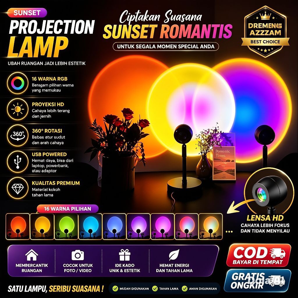 lampu sunset LED background lampu hias sunset lampu meja sunset
