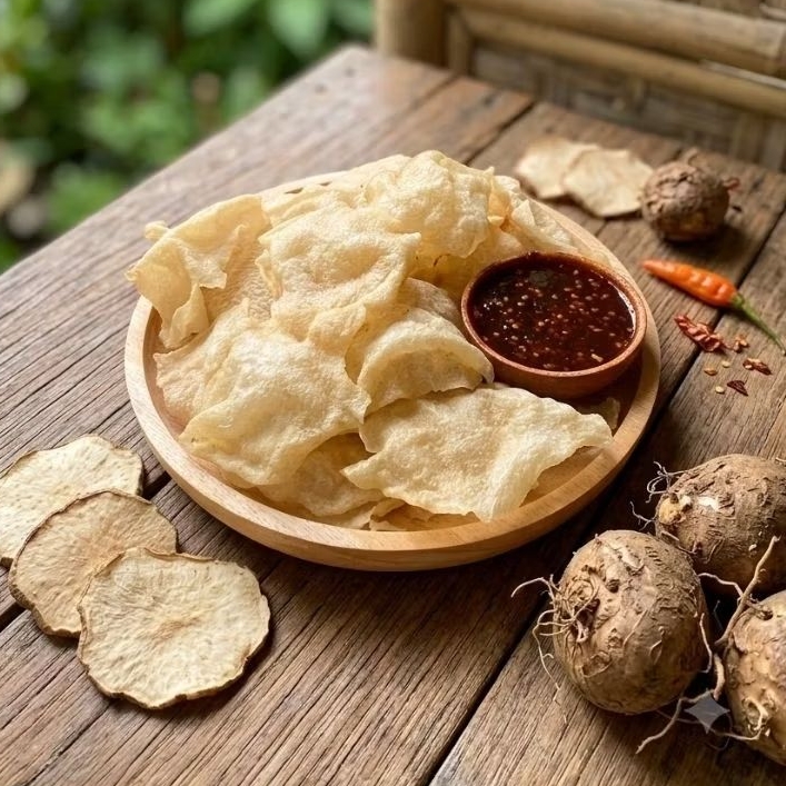 Keripik Gadung Mentah 1Kg | Kerupuk Gadung Blitar Tipis | Opak Gadung Gurih Renyah Siap Goreng Mafia