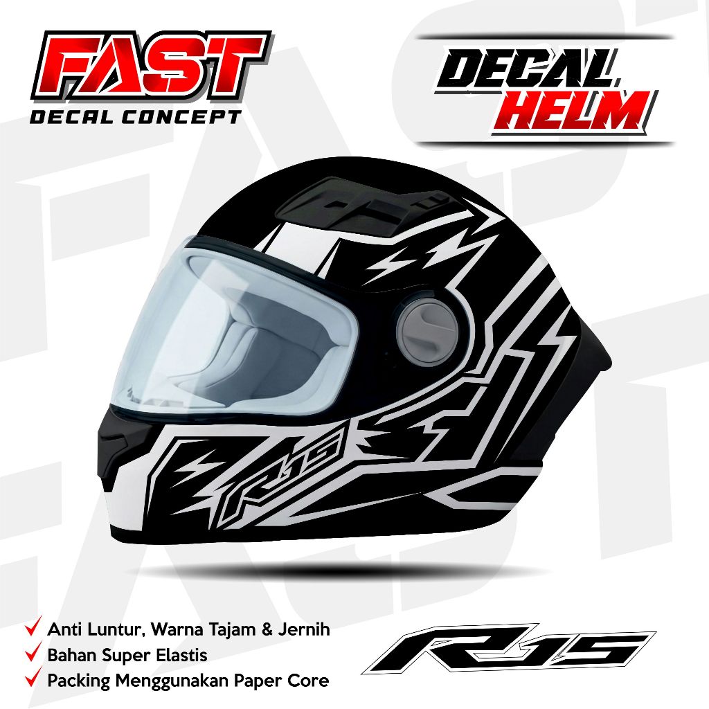 Sticker Decal Helm R15 Original Motif Robot Grafis Lis Variasi Helm R15 Original Livery Robot Grafis