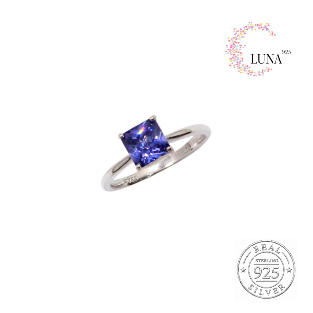 LUNA Perhiasan Wanita - Cincin Batu Warna Perak Asli - Silver 925