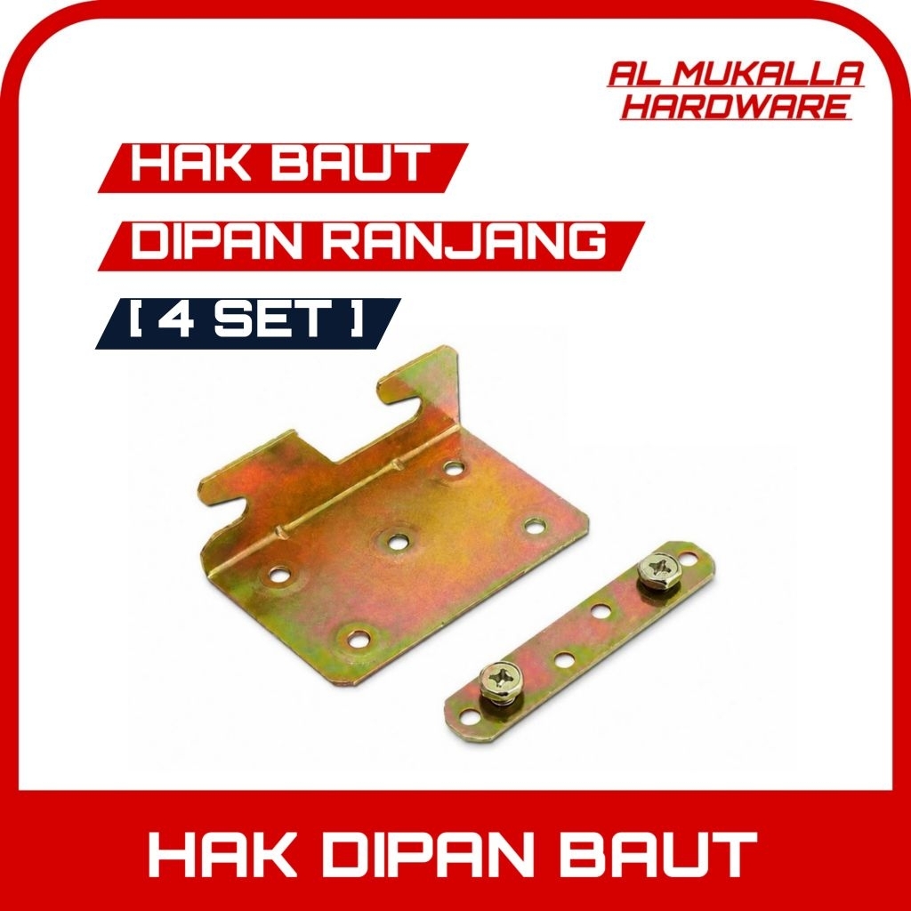 Hak Ranjang Baut 4 set - Bracket Dipan Bed Fitting Rail - Hak Dipan Baud / Hak Dipan Ranjang