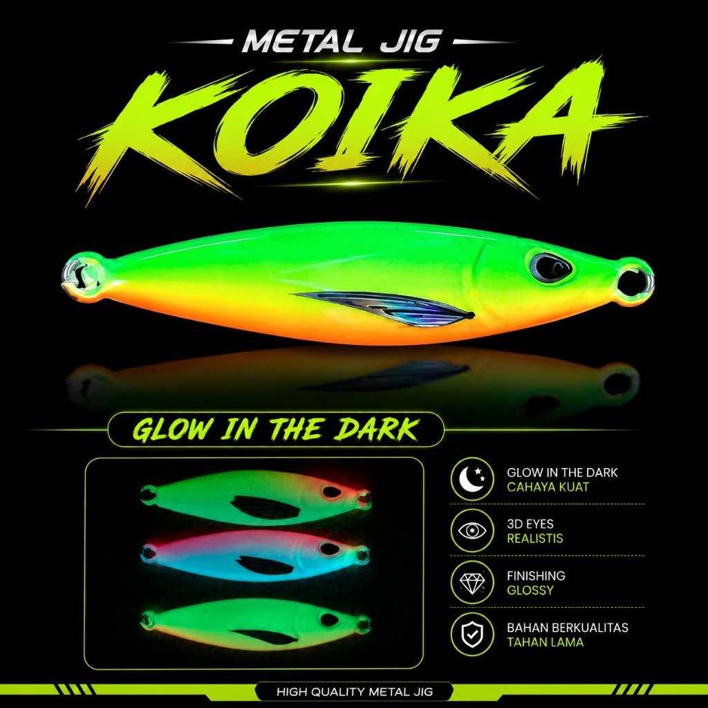 Pabrik umpan Metal jig 50gram 60gram 80gram 100gram 150gram 200gram Full gid UV KOIKA Micro jig full