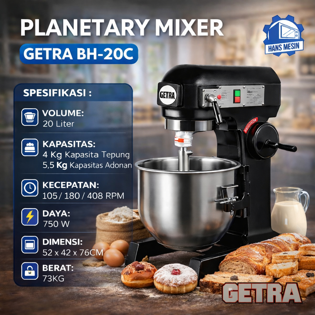 GETRA MIXER KUE 20 LITER / PLANETARY MIXER GETRA BH-20C