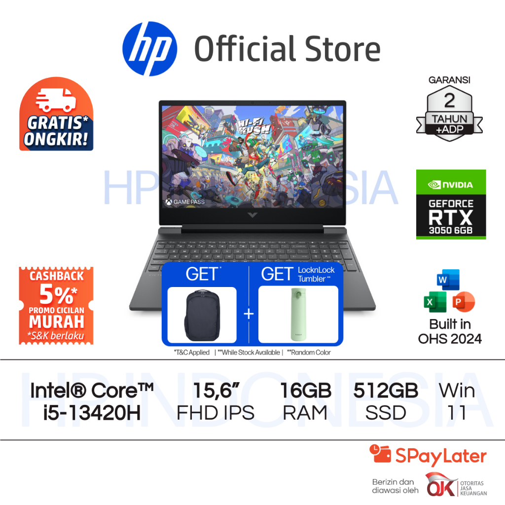 Victus Laptop Gaming HP Intel Core i5 NVIDIA GeForce RTX 3050 16GB RAM 512GB SSD Silver Free Windows
