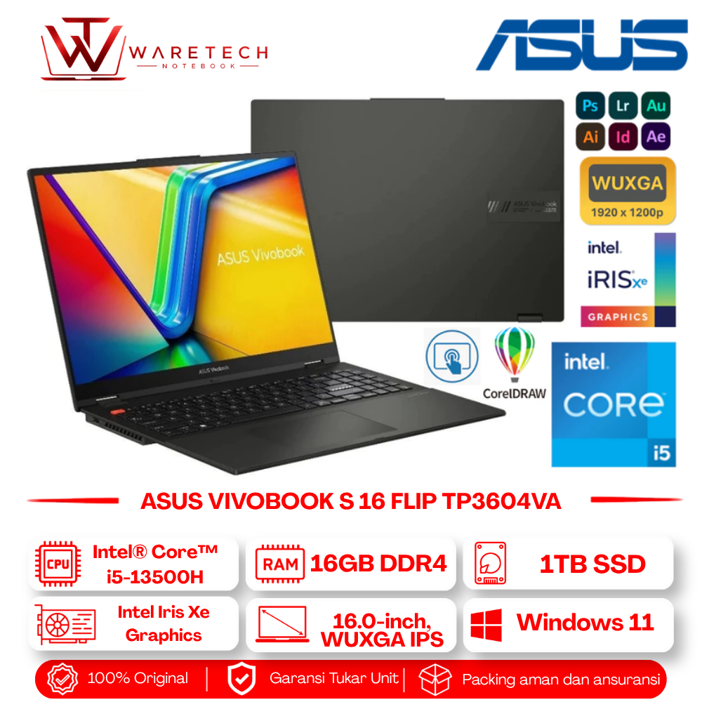 ASUS Vivobook 5 16 Flip TP3604VA i5 1335U 16GB 1TB SSD 16 WUXGA Touch Win11
