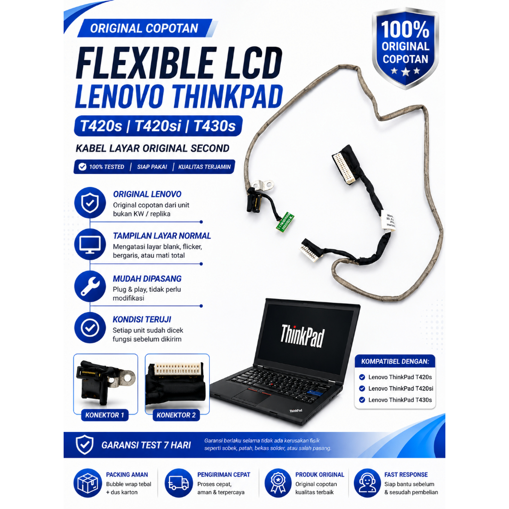 Flexible LCD Lenovo ThinkPad T420s T420si T430s Original Copotan Second Tested Kabel LCD LED Screen 