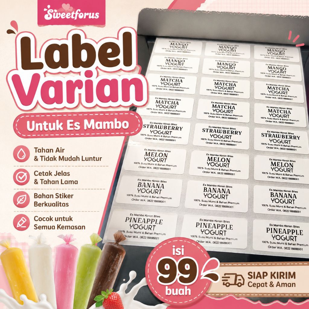 Stiker label Varian untuk Es mambo isi 99 buah