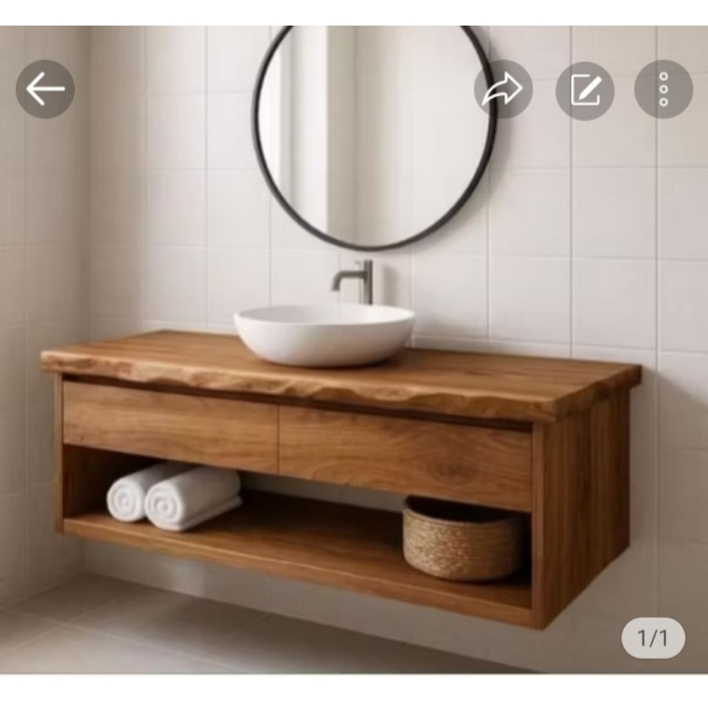 meja wastafel kayu jati 100x60x40