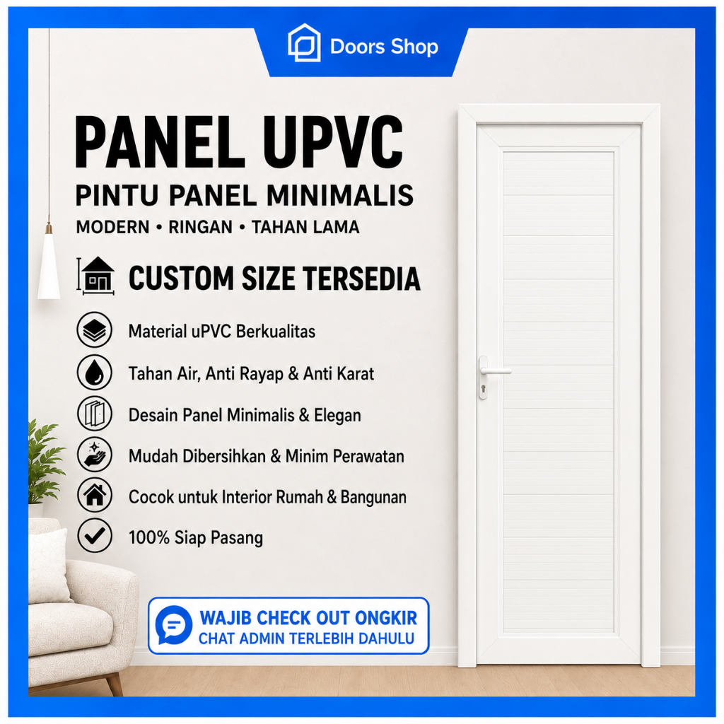 Pintu Kamar Mandi Panel UPVC Pintu Custom Ukuran