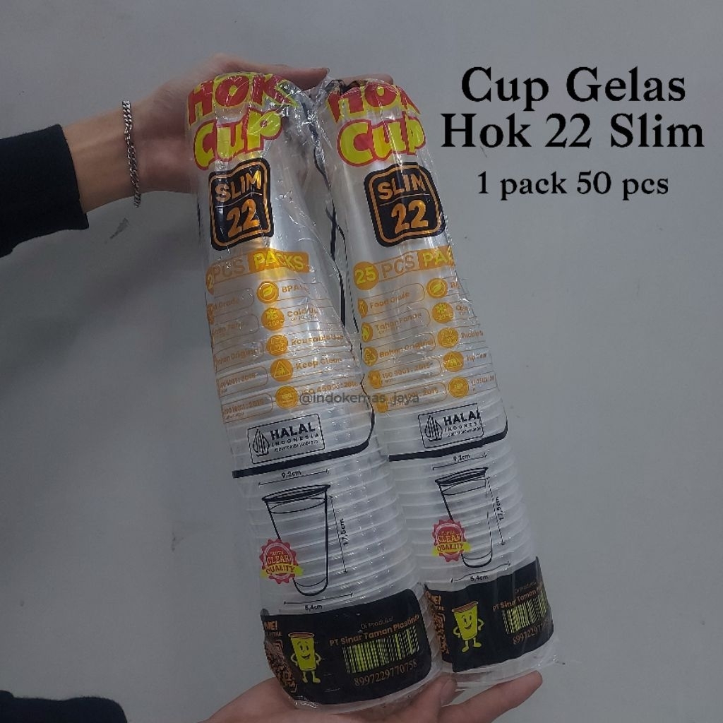 [5 pack] Cup Gelas Hok Slim 22 Oz/ Hok 22 Slim/ Gelas 22 Oz Slim/ Gelas Plastik/ Gelas Minum Tinggi/