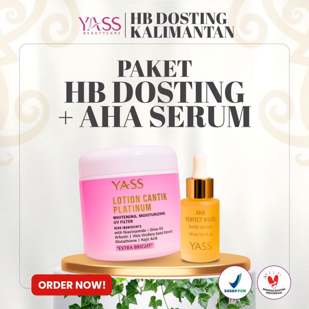 PAKET (HB+AHA) YASS BEAUTY CARE NEW FORMULA 5x lebih banyak extra bright hb dosting  handbody pemuti