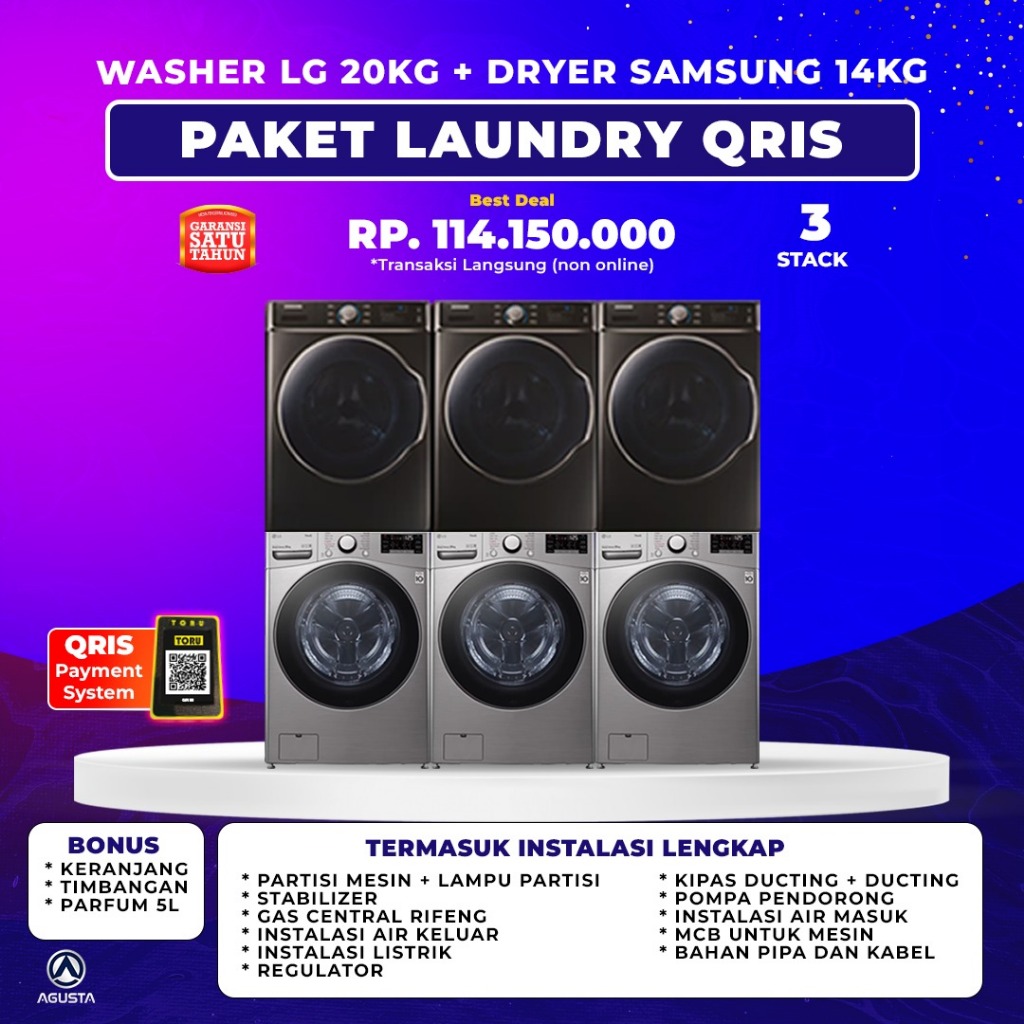 Mesin Laundry LG 24KgDryer Samsung Commercial 14kg Paket Qris