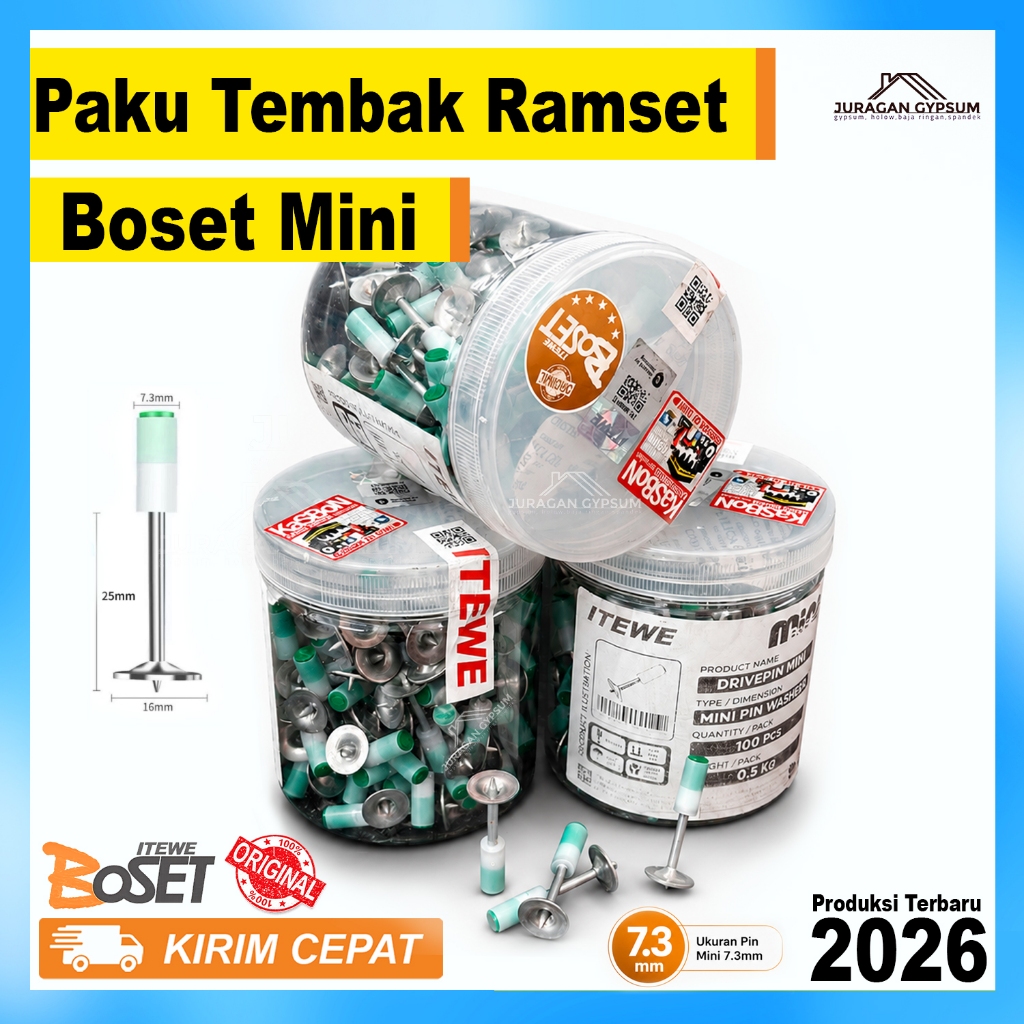 Paku Tembak Ramset 7.3mm Boset Original | Paku Tembak Boset Driven Pin 7,3mm