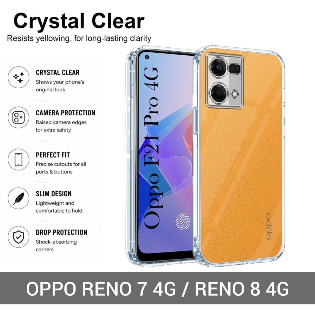 Case Oppo Reno 7 4G Reno 8 4G Crystal Clear Case Sofcase Transparan TPU Casing Silikon