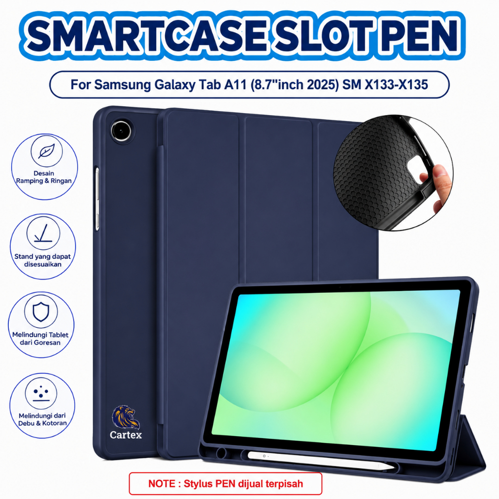 Smartcase Slot Pen Samsung Galaxy Tab A11 8.7"inch 2025 flipcase  case samsung tab a11  casing samsu